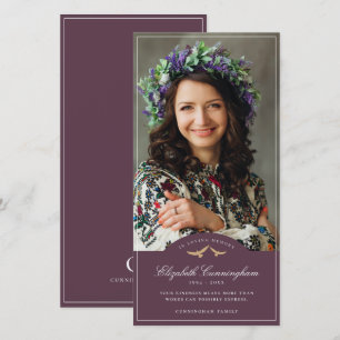 Memorial Funeral Birds Classic Monogram Foto Bedankkaart