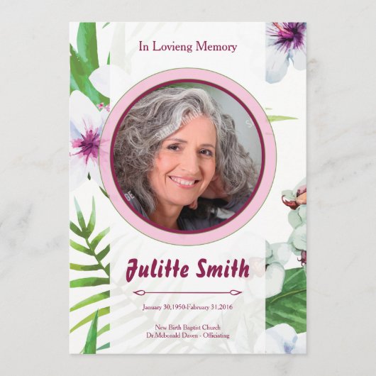 Memorial Funeral Card Programma (Voorkant)