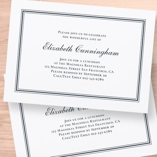 Memorial Funeral Classic and Simple Elegant Kaart