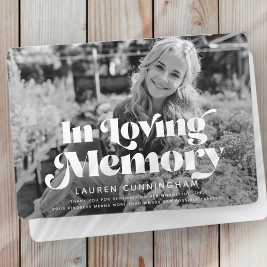 Memorial Funeral  Classic Simple Photo Bedankkaart