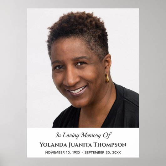Memorial Funeral Custom Photo Bereavement Sympathi Poster (Voorkant)