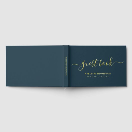 Memorial Funeral Elegant Script Navy Gold (Complet)