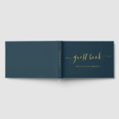 Memorial Funeral Elegant Script Navy Gold Gastenboek (Volledig)
