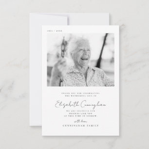 Memorial Funeral Elegant Simple Moderne Chic Photo Bedankkaart