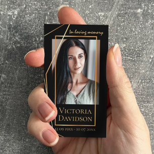 Memorial Funeral Fotogebed Golden Elegant Lijst Visitekaartje