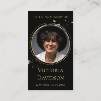 Memorial Funeral Fotogebed Gouden ronde Lijst Visitekaartje