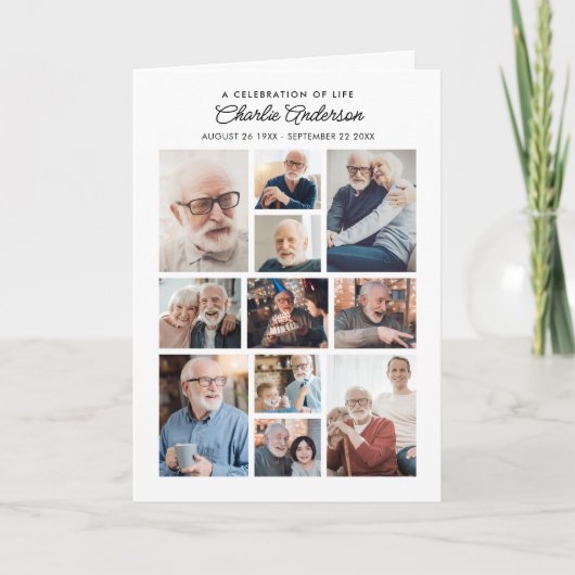 Memorial / Funeral Gevouwen 14-Foto Collage Modern Programma (Voorkant)