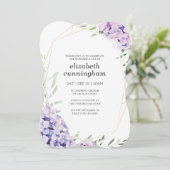 Memorial Funeral Hydrangea Lila Floral Geometric Kaart (Staand voorkant)