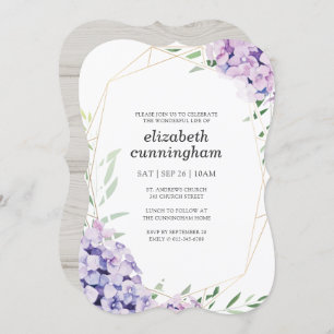 Memorial Funeral Hydrangea Lila Floral Geometric Kaart