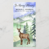 Memorial Funeral Kaart Woodland Deer Hunter (Voorkant)