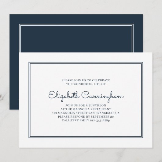 Memorial Funeral Modern and Simple Elegant Kaart (Voorkant / Achterkant)