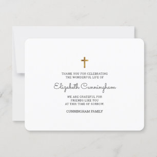 Memorial Funeral Modern and Simple Gold Cross Bedankkaart