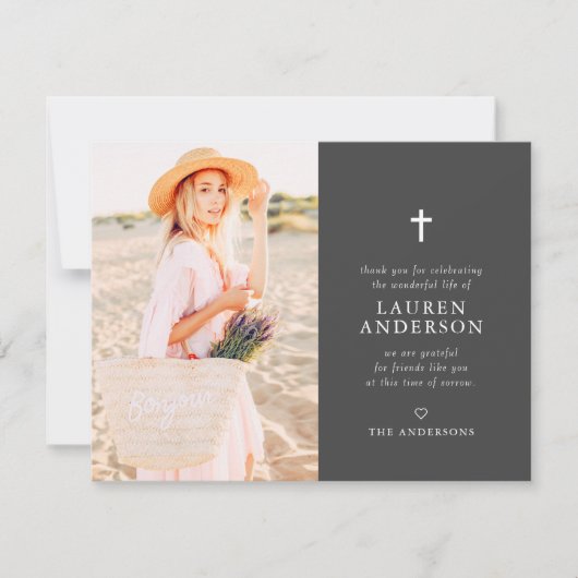 Memorial Funeral Modern Simple Chic Cross Bedankkaart (Voorkant)