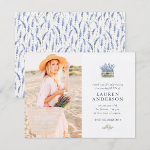 Memorial Funeral Modern Simple Chic Floral Flowers Bedankkaart