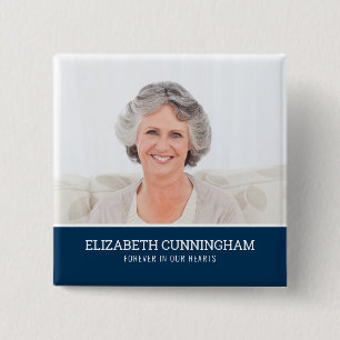 Memorial Funeral Modern Simple Color Block Photo Vierkante Button 5,1 Cm