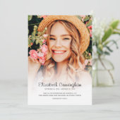 Memorial Funeral Modern Simple Cursive Photo Bedankkaart (Staand voorkant)