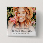 Memorial Funeral Modern Simple Cursive Photo Vierkante Button 5,1 Cm (Voorkant)