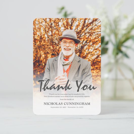 Memorial Funeral Modern Simple Custom Photo Bedankkaart (Staand voorkant)