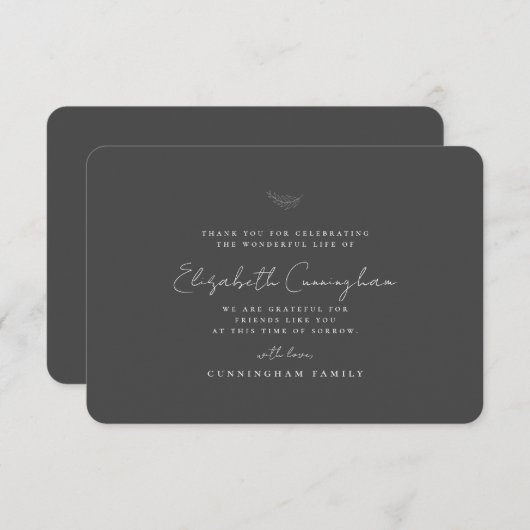 Memorial Funeral Modern Simple Elegant Chic Bedankkaart (Voorkant / Achterkant)