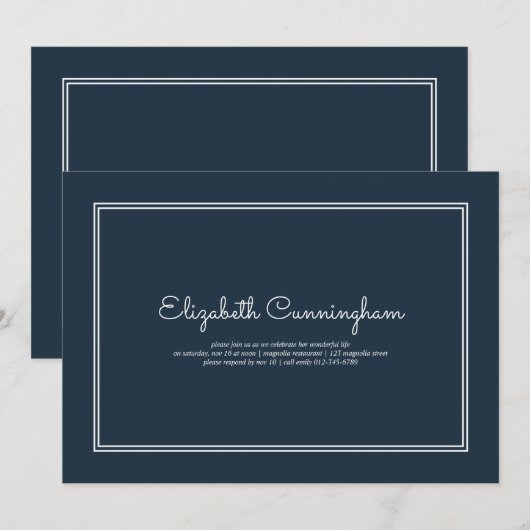 Memorial Funeral Modern Simple Elegant Kaart (Voorkant / Achterkant)