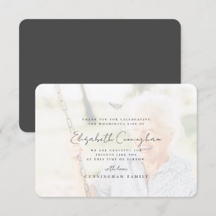 Memorial Funeral Modern Simple Elegant Photo Bedankkaart