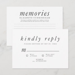 Memorial Funeral Modern Simple Memories Beantwoord RSVP Kaartje