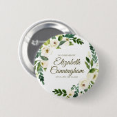 Memorial Funeral Modern Waterverf Floral Foliage Ronde Button 5,7 Cm (Voorkant /achterkant)