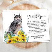 Memorial Funeral Owl Sunflower Sympathie Bedankkaart
