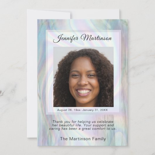 Memorial Funeral Photo Bedankkaart (Voorkant)