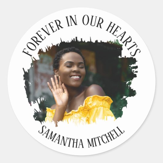 Memorial Funeral Photo Ronde Sticker (Voorkant)