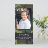 Memorial Funeral Prayer Kaart Bladwijzer Camo (Staand voorkant)