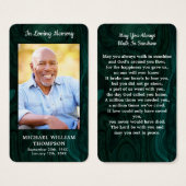 Memorial Funeral Prayer Kaart Foto Marble Green (Voorkant /achterkant)