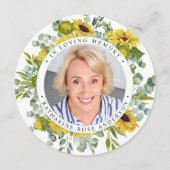 Memorial Funeral Prayer Kaart Sunflower Eucalyptus (Voorkant)