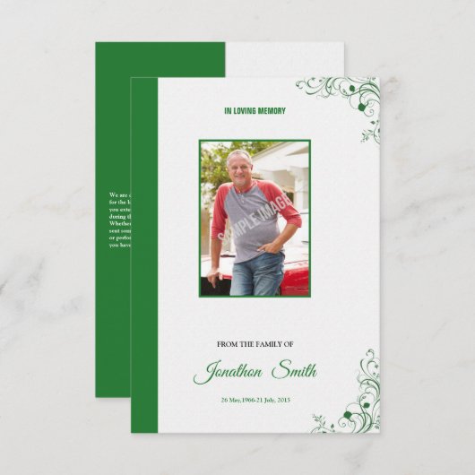 Memorial Funeral Program Card Kaart (Voorkant / Achterkant)