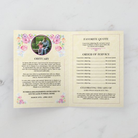 Memorial Funeral Programme Sjabloon (Binnen)