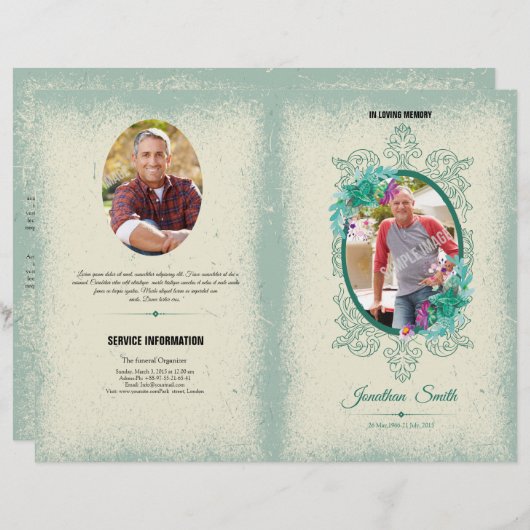 Memorial Funeral Programme Sjabloon (Voorkant / Achterkant)