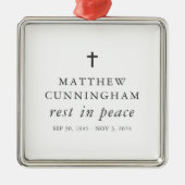 Memorial Funeral Rest in Peace Moderne Simple Cros Metalen Ornament (Voorkant)