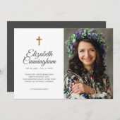 Memorial Funeral Simple Modern Cross Foto Bedankkaart (Voorkant / Achterkant)