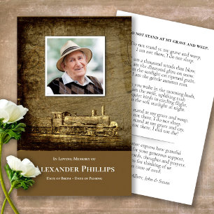 Memorial Funeral Steam Train Prayer Cartes de Symp