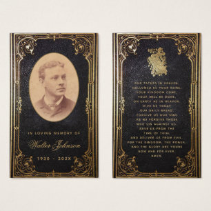 Memorial Funeral Vintage Black Gold Priayer Card