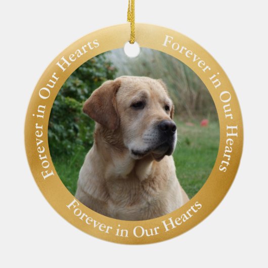 Memorial Geel Lab Angel Art Custom Keramisch Ornament (Achterkant)