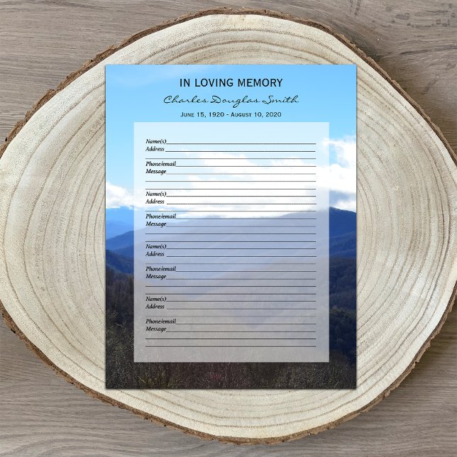 Memorial Guest Book Filler Page Mountains (Creator heeft geüpload)