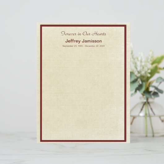 Memorial Guest Book Filler Paper Pages, Cream (Staand voorkant)