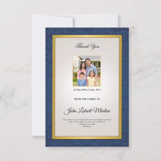 Memorial Hartelijk dank Bedankkaart (Voorkant)