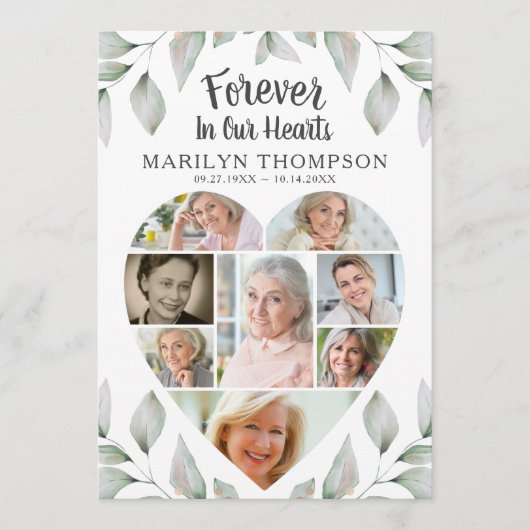Memorial Heart Photo Collage Programme de verdure (Devant)