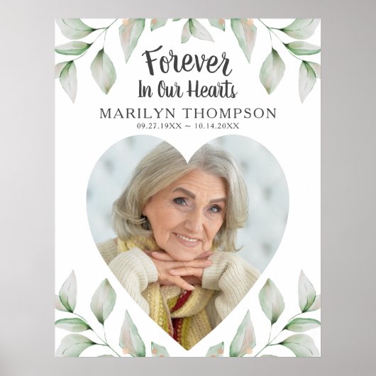 Memorial Heart Shaped Photo FOREVER IN ONZE HARTS Poster (Voorkant)