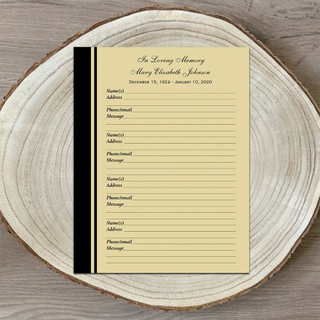 Memorial Herdenking Guest Book Filler Page Paper (Creator heeft geüpload)