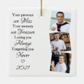 Memorial Herdenking Keepslag Modern 3 Foto Keramisch Ornament (Achterkant)