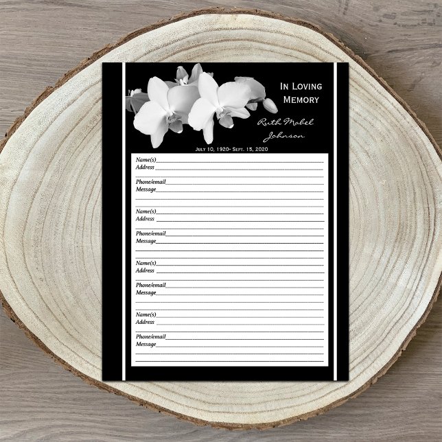 Memorial Herdenking Orchid Guest Book Filler Page (Creator heeft geüpload)