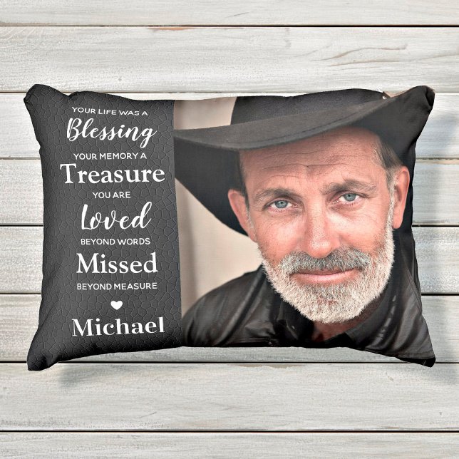 Memorial Herdenking Poem Faux Leather 2 Foto Accent Kussen (Creator heeft geüpload)